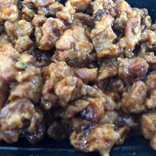 &quot;Almond chicken&quot; with no almonds? Unless they were ground up or something