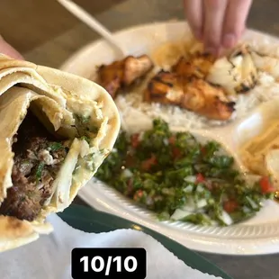 a plate of food being eaten