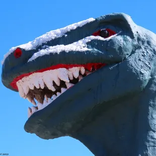 a close up of a dinosaur head