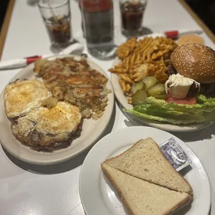 two plates of food on a table