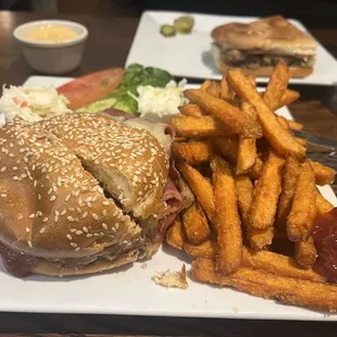 Turkey Burger Deluxe with sweet potato fries