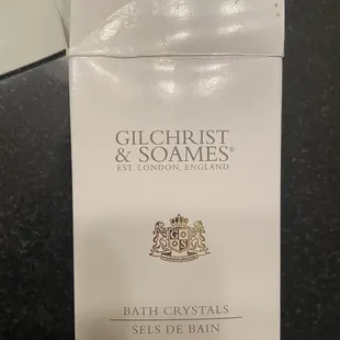 Bath crystals for our tub in our suite