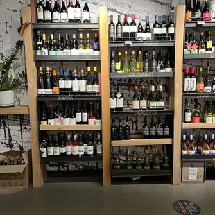 shelves of wine