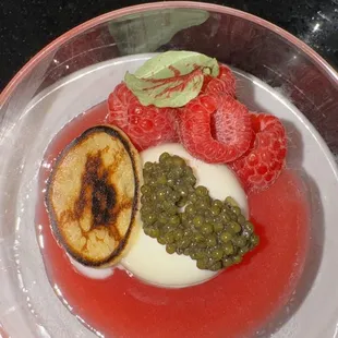 Raspberry Caviar Panna Cotta