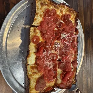 Detroit pepperoni pizza