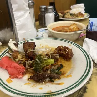 The chicken was hard and seems reheated.