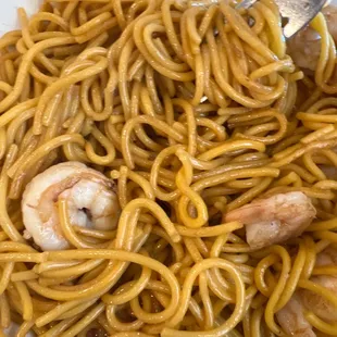 hibachi teriyaki noodle and shrimp