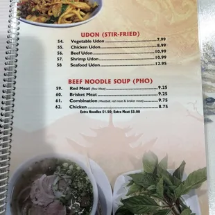 Noodle dishes &amp; Pho options - Sept 2019