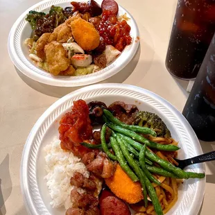 two plates of chinese food