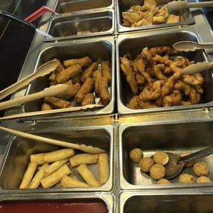 trays of deep fried food