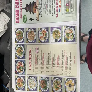 a menu for a chinese restaurant