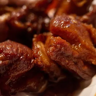 Sweet sour spare ribs close up