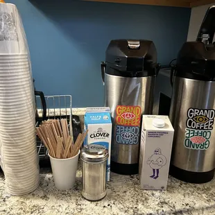 Coffee, cups etc provided by grand coffee for non-profit volunteers!