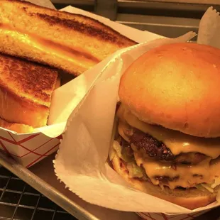 Double smash burger &amp; grilled cheese.
