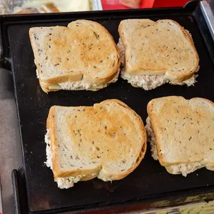 grilled sandwiches on a griddle
