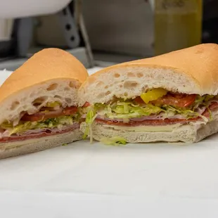 a sandwich cut in half