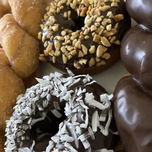 a variety of donuts in a box