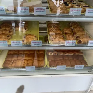a display case full of donuts