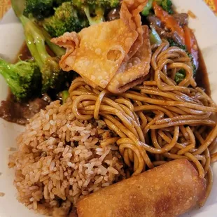 a plate of chinese food on a table