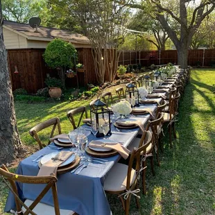 We rented linens, chairs, chargers, dishes, silverware and glassware