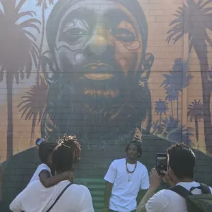 a mural of a man with a beard
