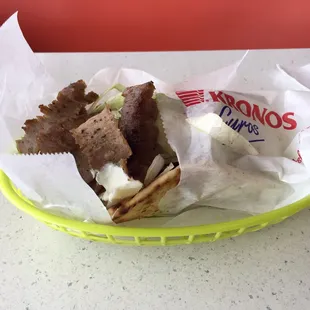 a basket of food on a table