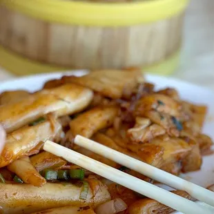 fried rice noodle rolls with XO sauce
