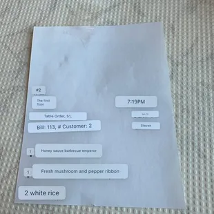 6/12/2023 I used Google to translate the list left on the table