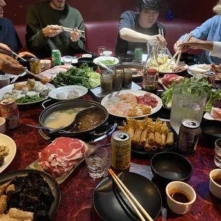 a table full of asian food