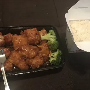 This is the &quot;orange chicken&quot; with white rice.