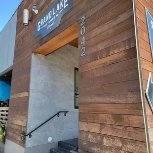 the entrance to the restaurant