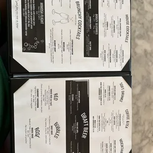 Drink menu