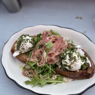 Savory French Toast with prosciutto.
