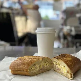 Delicious hot and toasted breakfast sandwich!