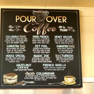 a menu for a coffee shop