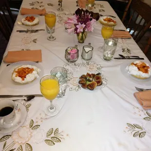 Scrumptuous homemade breakfast in antiques-laden presentation