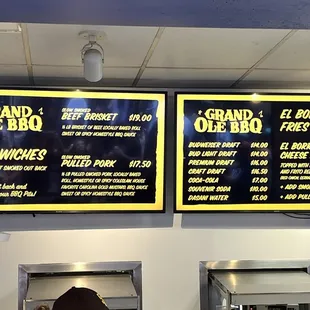 Menu options