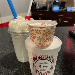 Shake, frosty paws and Birthday Cake Ice Cream Pint