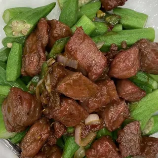 Stir -Fried Beef With Okra In XO Sauce