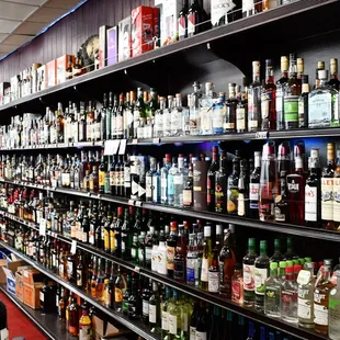 shelves of liquor in a store