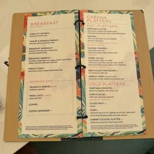 Cabana menu 2024