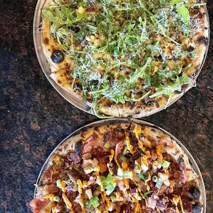 two pizzas