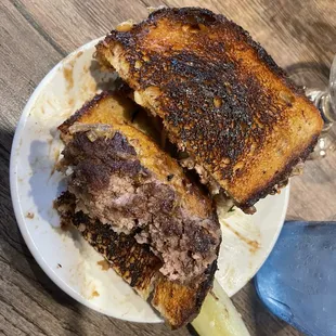 Other side of Phatty Melt with over grilled bread inside as well.