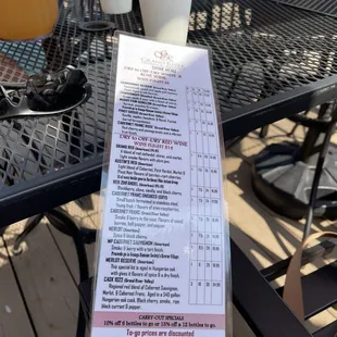 Wine menu