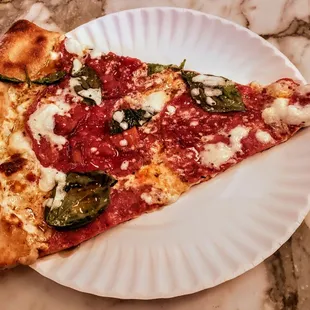 Slice of Spicy Soppressata Pizza at Grand Street Pizza