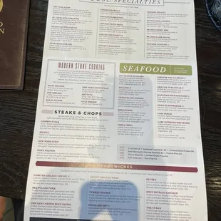 Specials and seafood