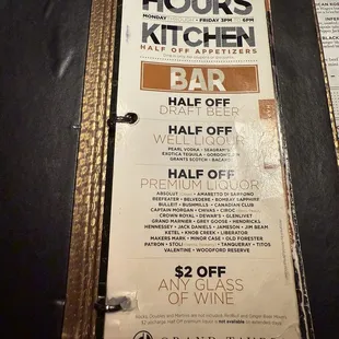 Menu - Happy Hour