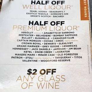 half off half off menu