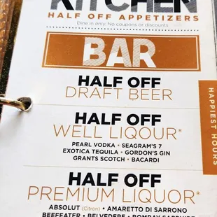Happy hour savings