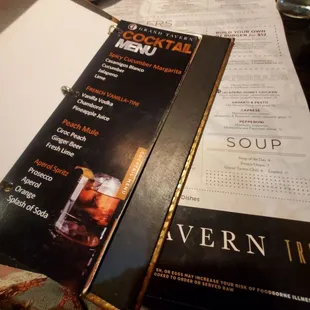 Cocktail Menu at Grand Tavern in Troy Tuesday Dinner. 7/23/2024